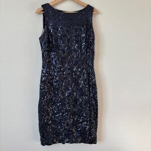 Lauren Ralph Lauren Blue Sequin Evening Dress Size 10